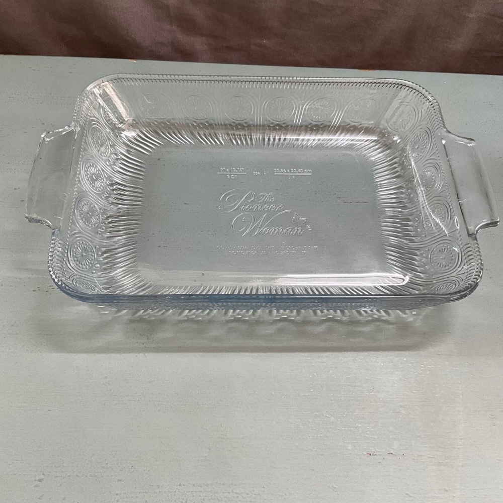 Pioneer Woman Adeline Clear Glass 3 Quart Rectangular Baking Dish 9x12.75 USA